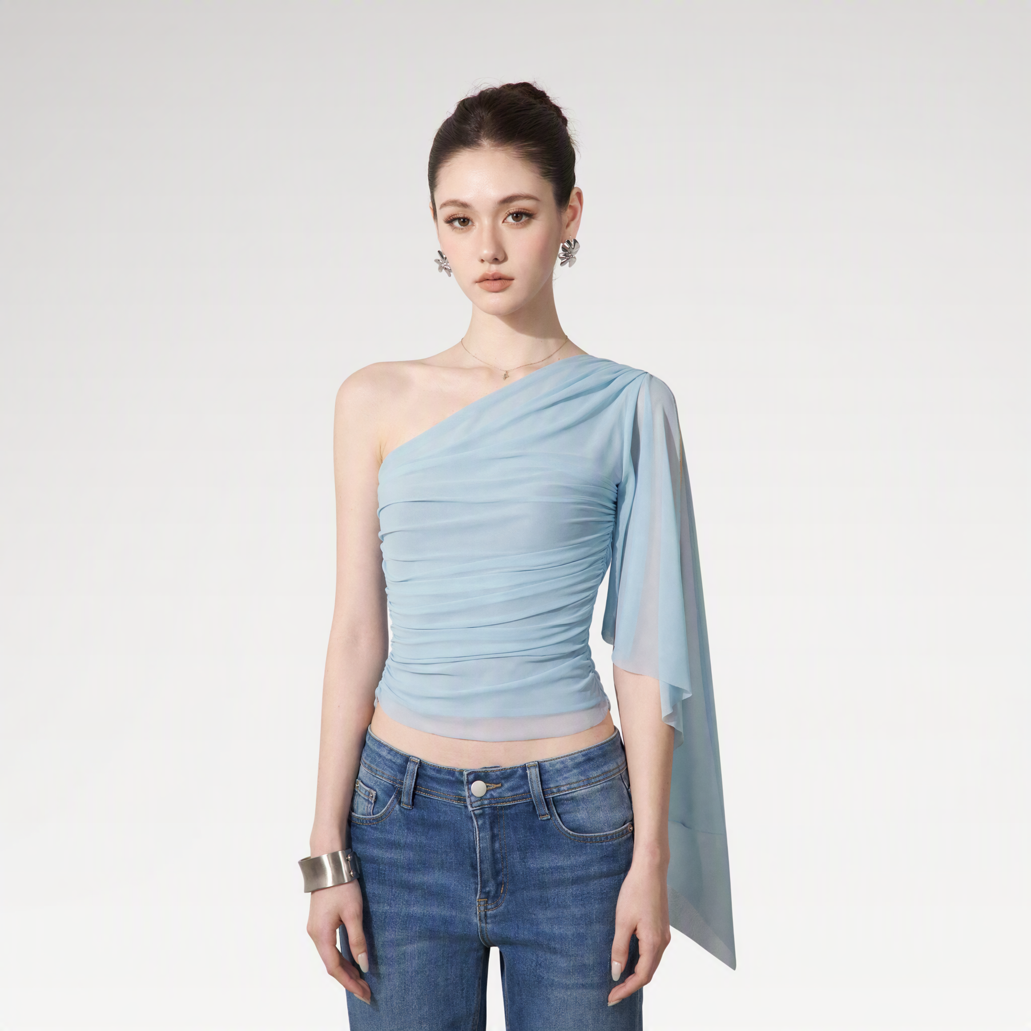 Ruched One-Shoulder Top