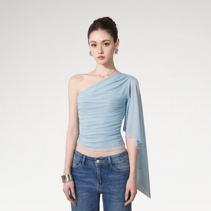 Ruched One-Shoulder Top