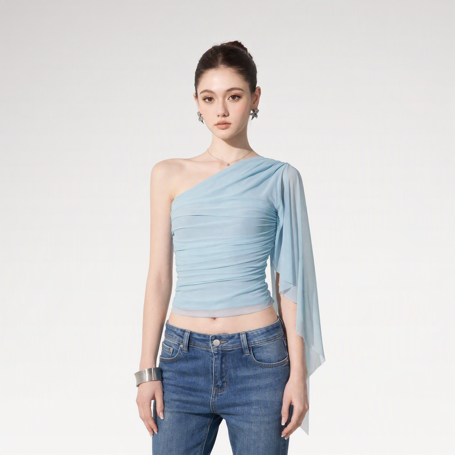 Ruched One-Shoulder Top