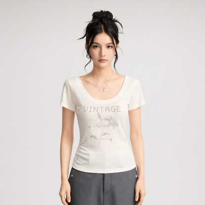 Floral U-Neck Tee
