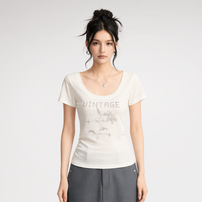 Floral U-Neck Tee