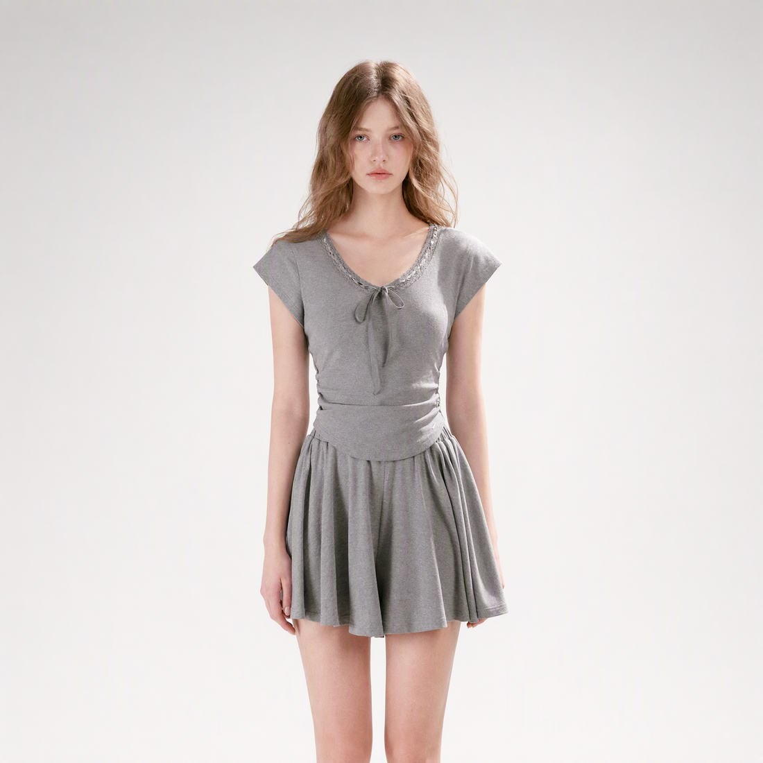 Lace Trim Skort Set