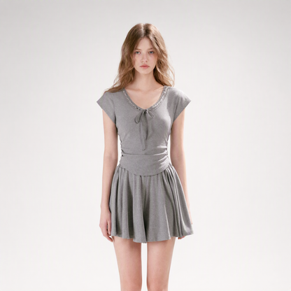 Lace Trim Skort Set