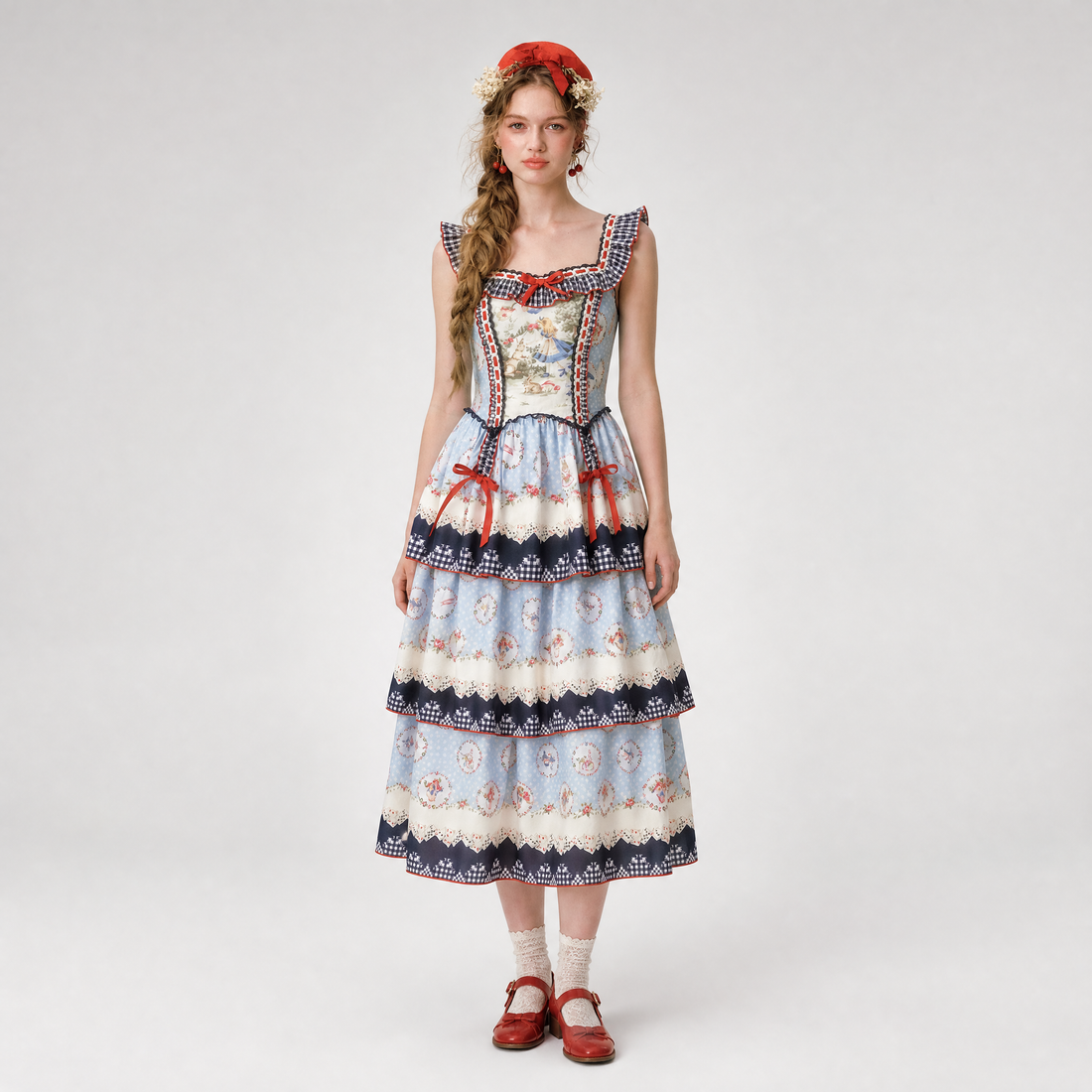Printed Ruffle Tiered Dress