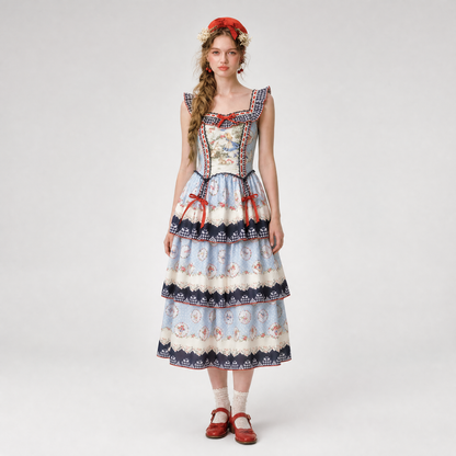 Printed Ruffle Tiered Dress