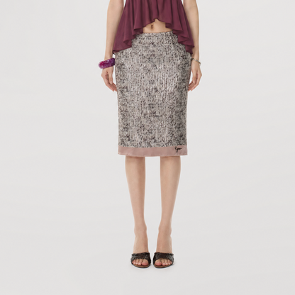 Purple Sequin Slit Skirt