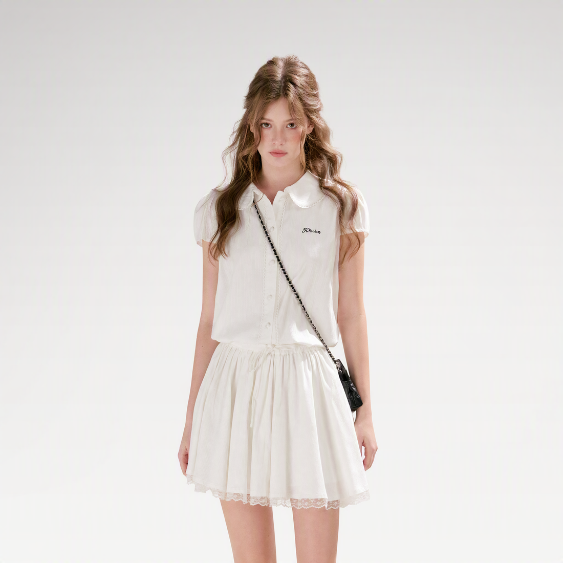 Lace Trim Shirt Dress