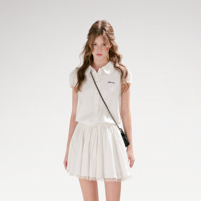 Lace Trim Shirt Dress