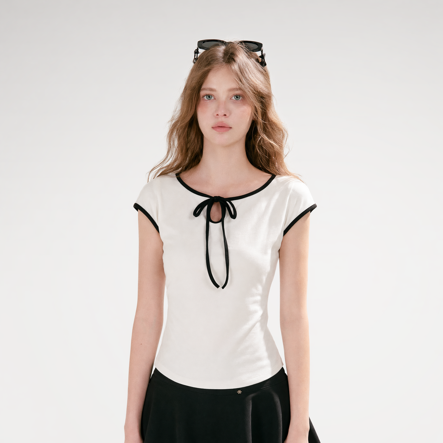 Lace Bow Cutout T-Shirt