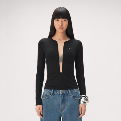Mesh V-Neck Slim Tee