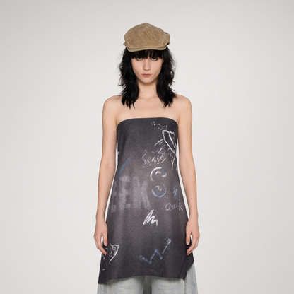 Graffiti Print Silk Scarf