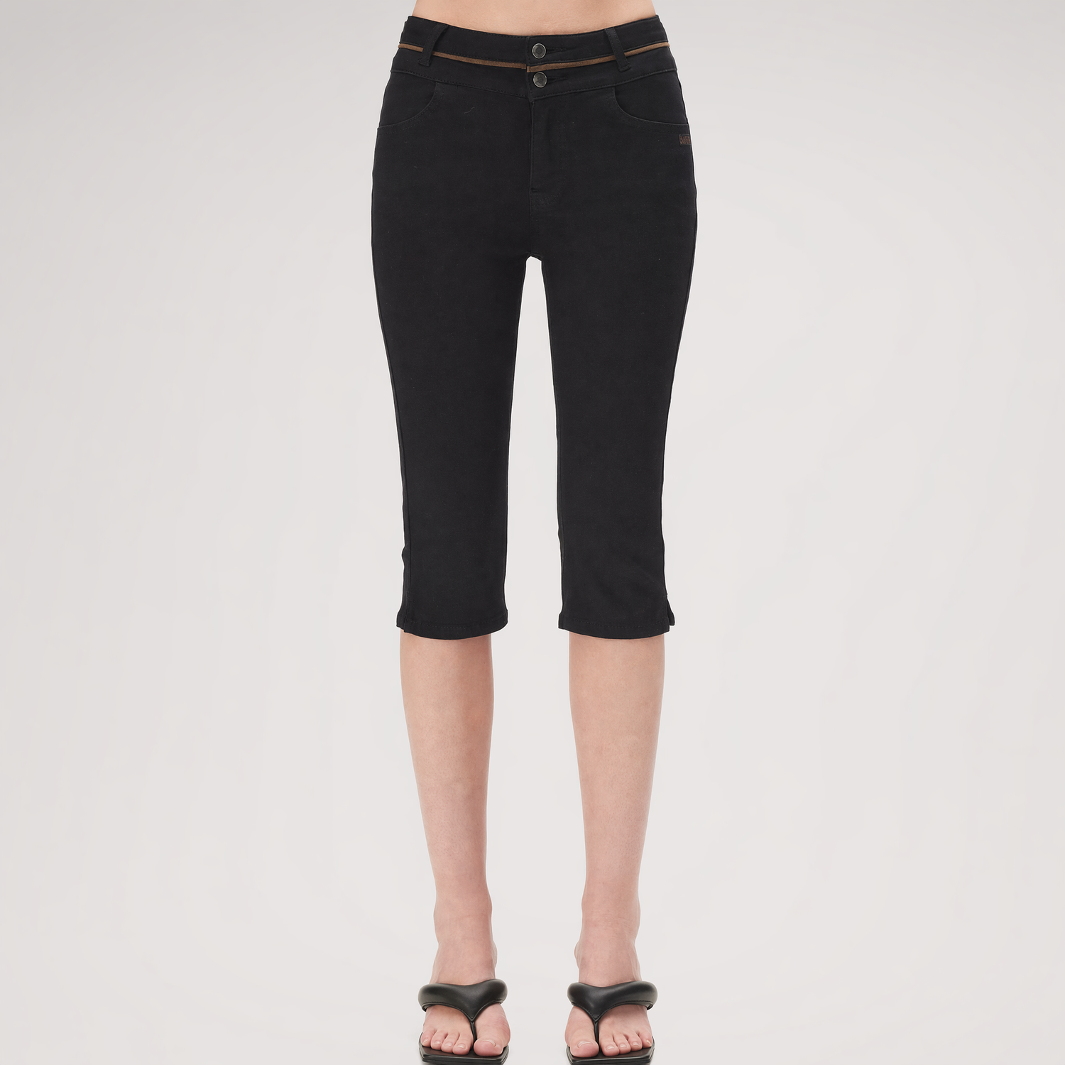 Washed Denim Cropped Shorts