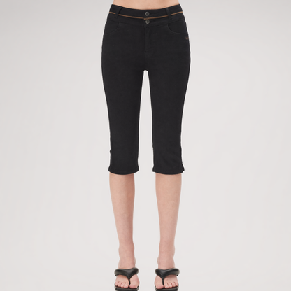 Washed Denim Cropped Shorts