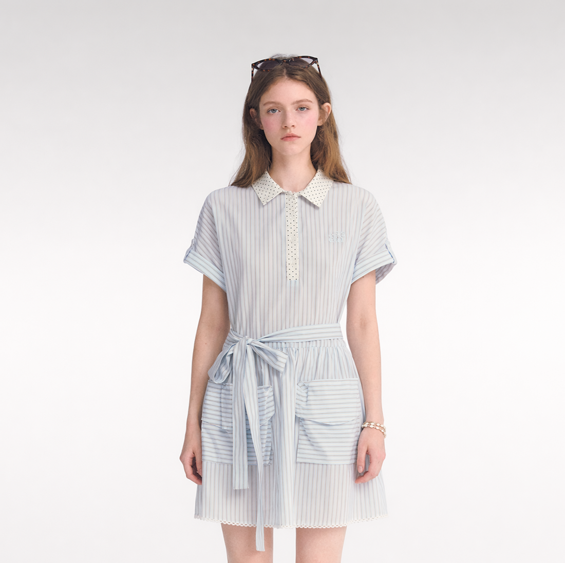 Striped Lace Trim Dress