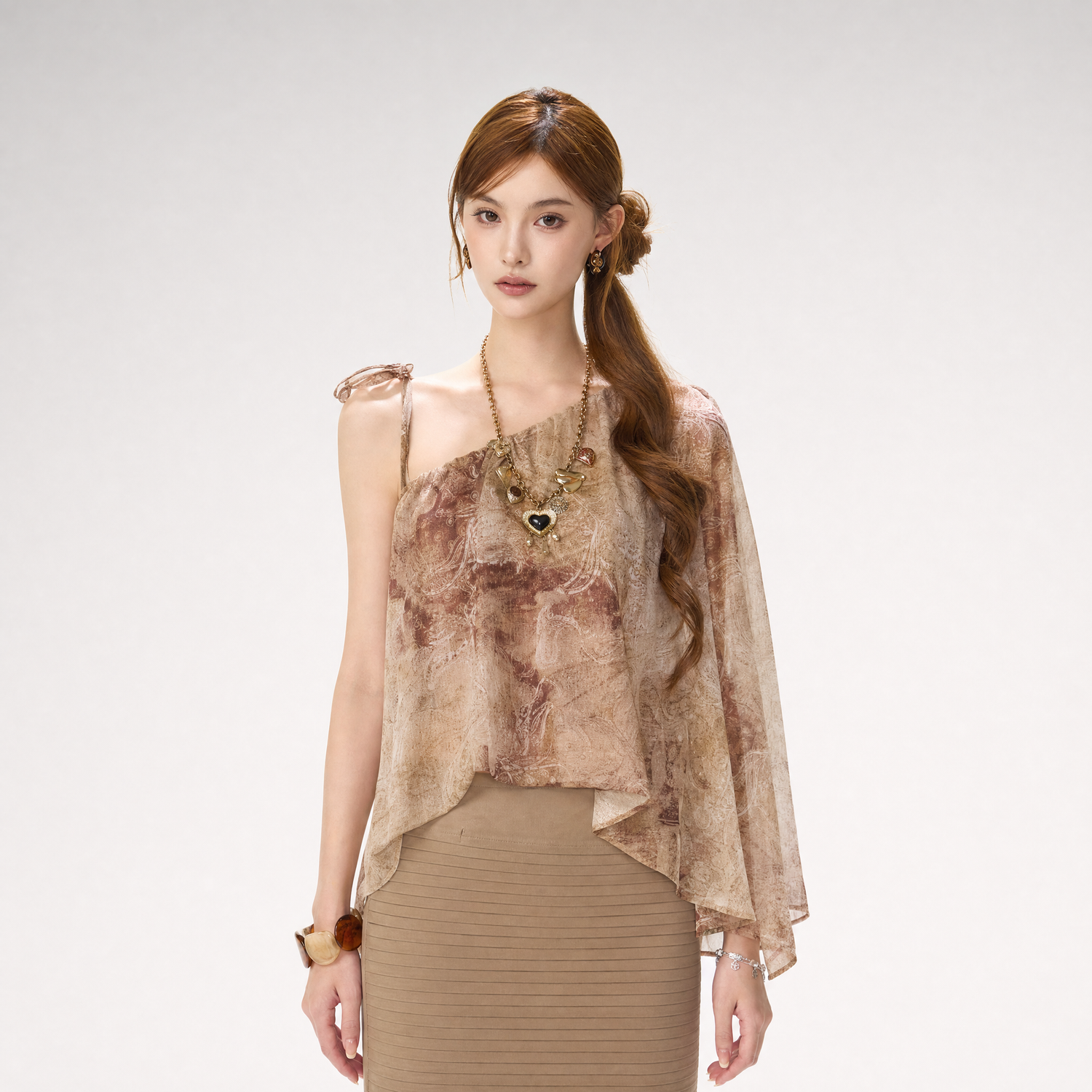 Paisley Asymmetric Knit Top