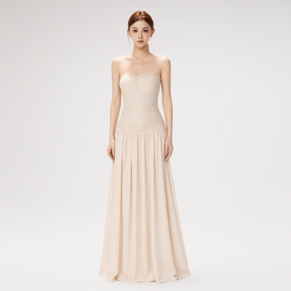Lace Backless Satin Dress