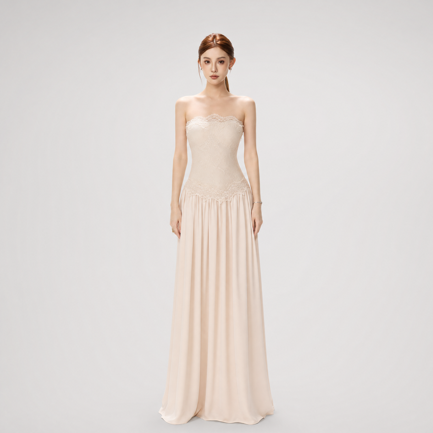 Lace Backless Satin Dress