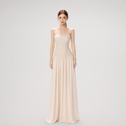 Lace Backless Satin Dress