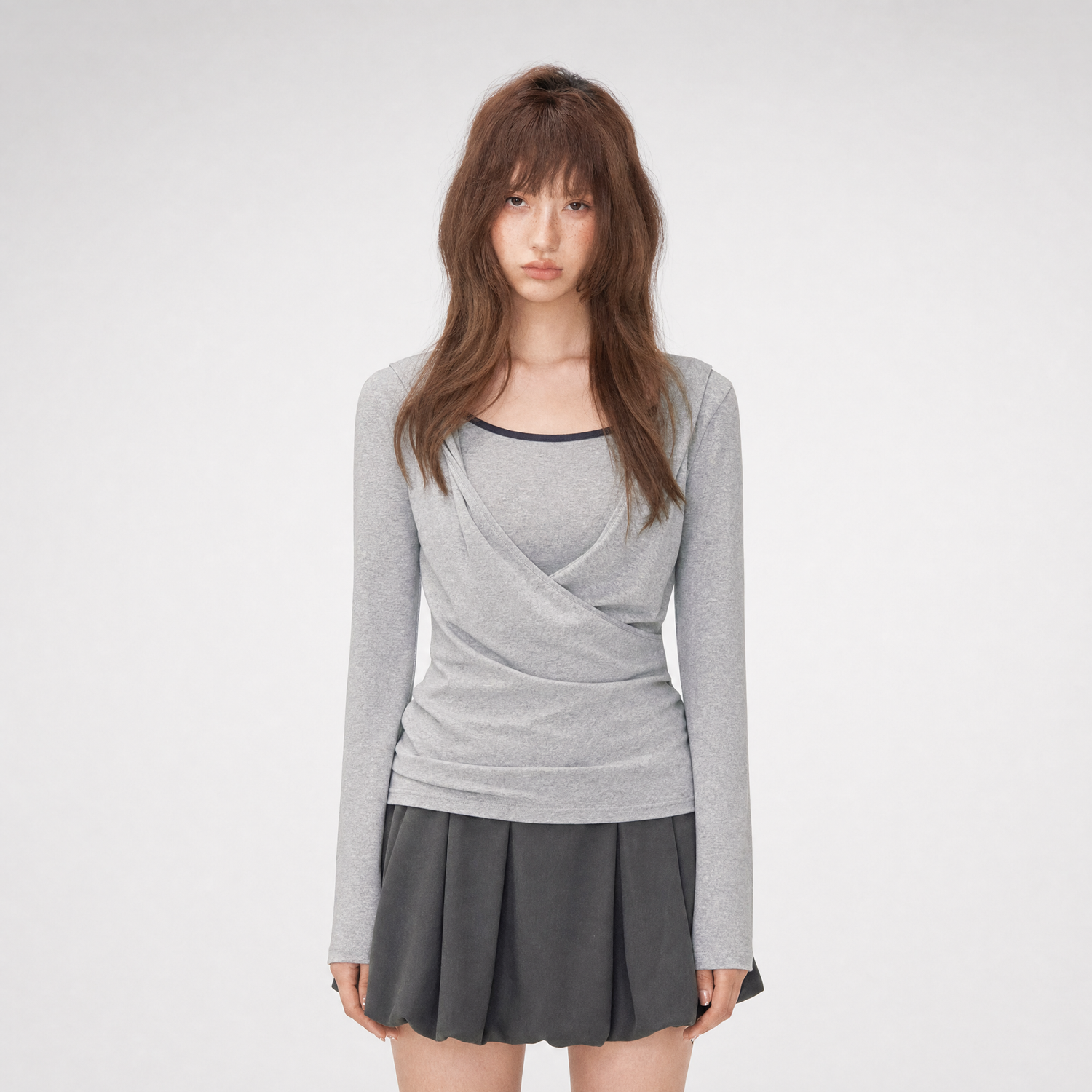 Cross Hooded Long Sleeve Top