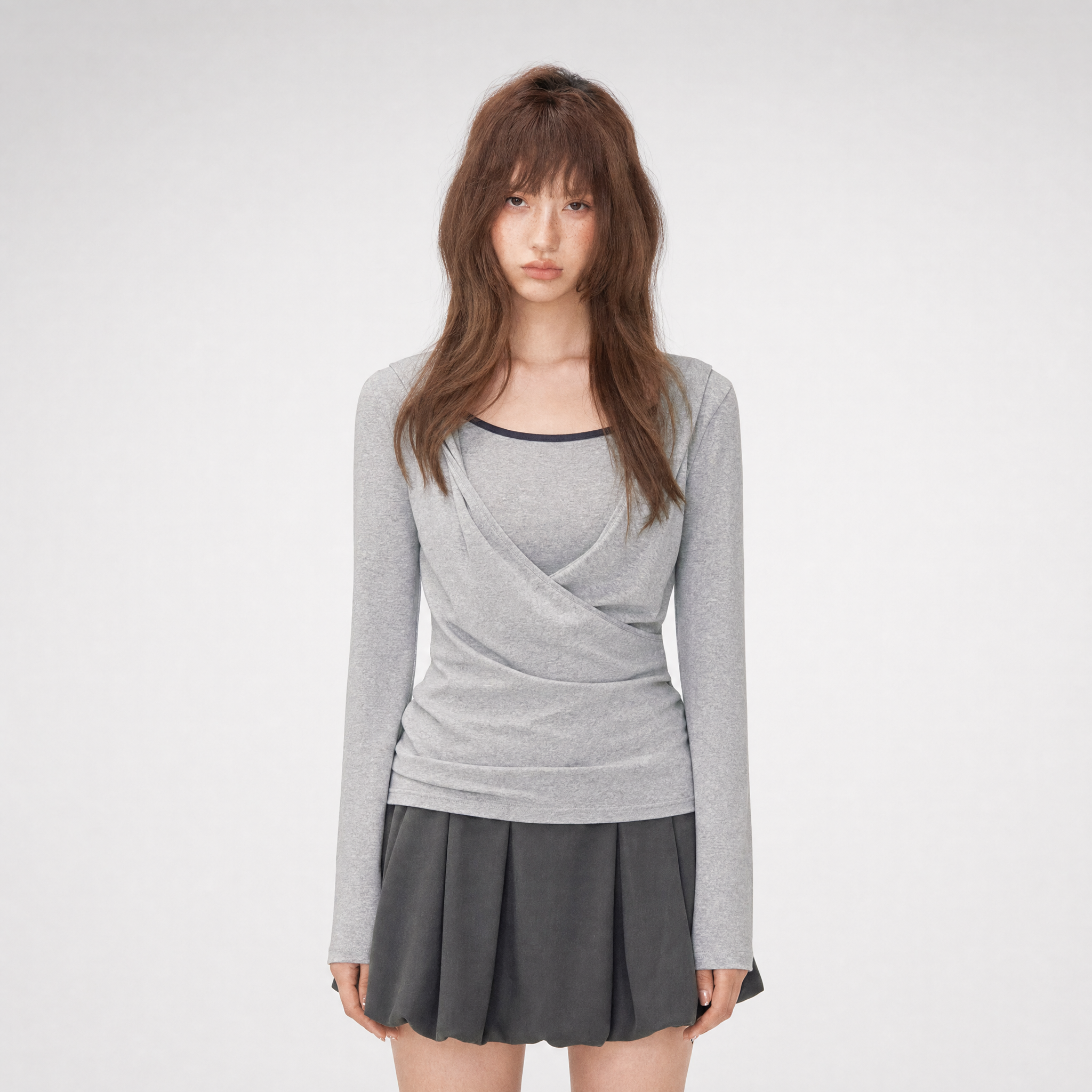 Cross Hooded Long Sleeve Top