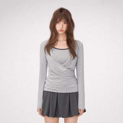 Cross Hooded Long Sleeve Top