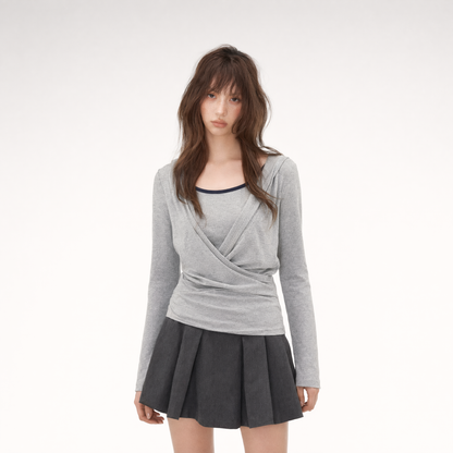 Cross Hooded Long Sleeve Top