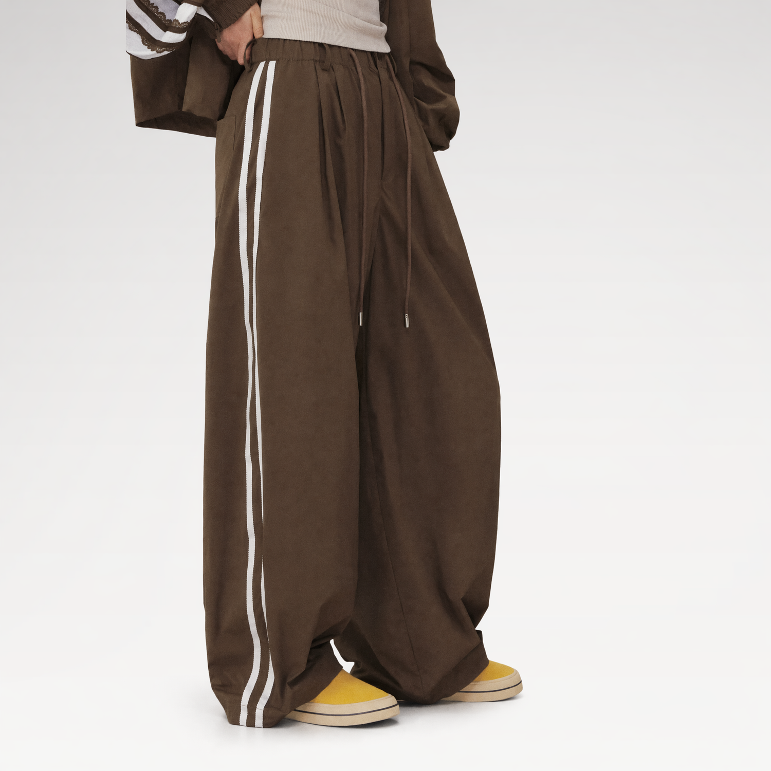 Stripe Tape Wide-Leg Pants