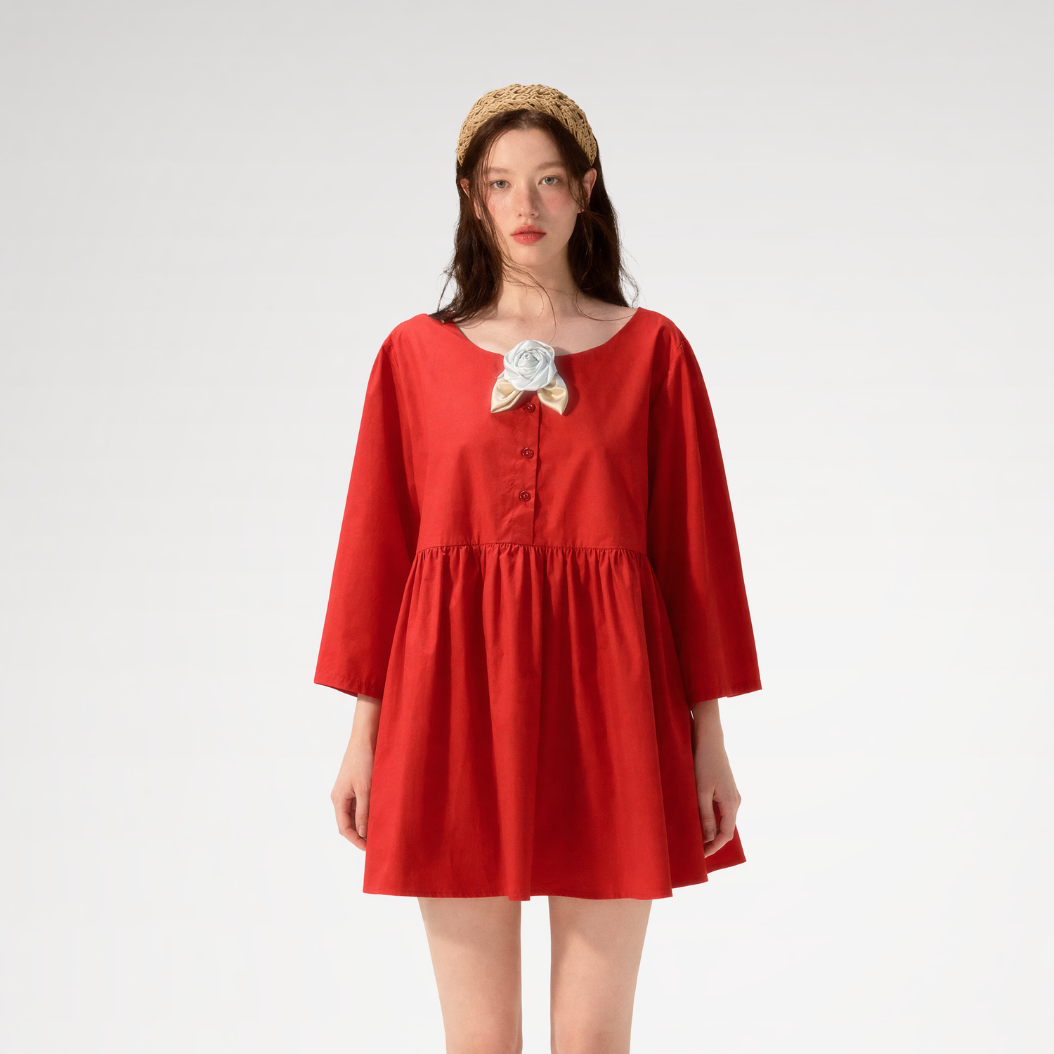 Cherry Cotton Babydoll Dress