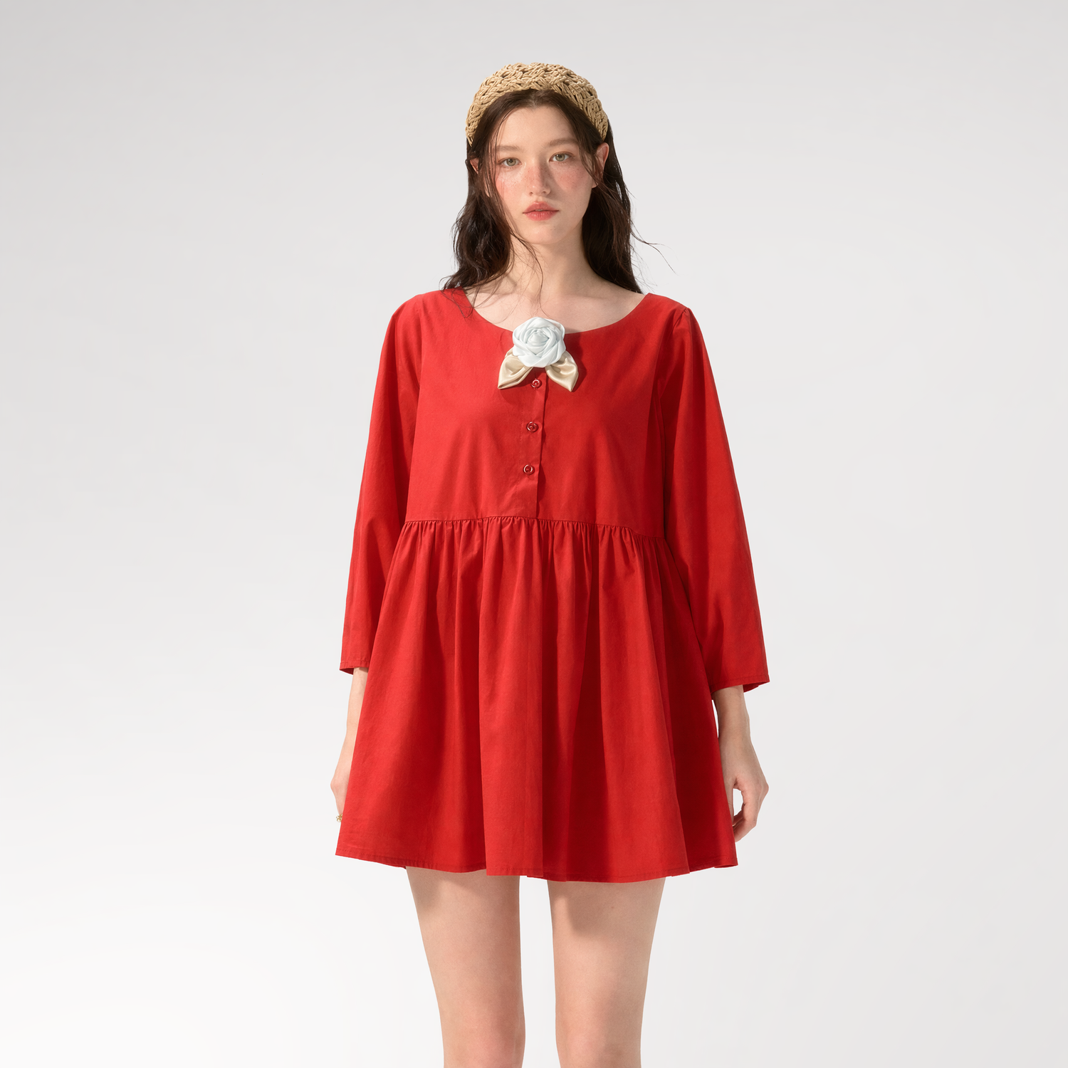 Cherry Cotton Babydoll Dress