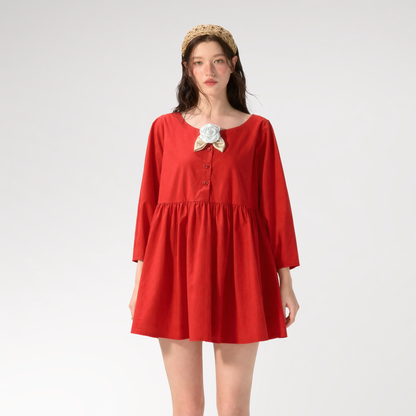 Cherry Cotton Babydoll Dress