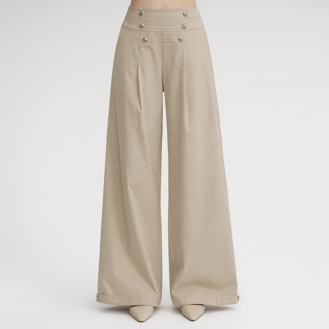 Textured Pleated Wide-Leg Pants