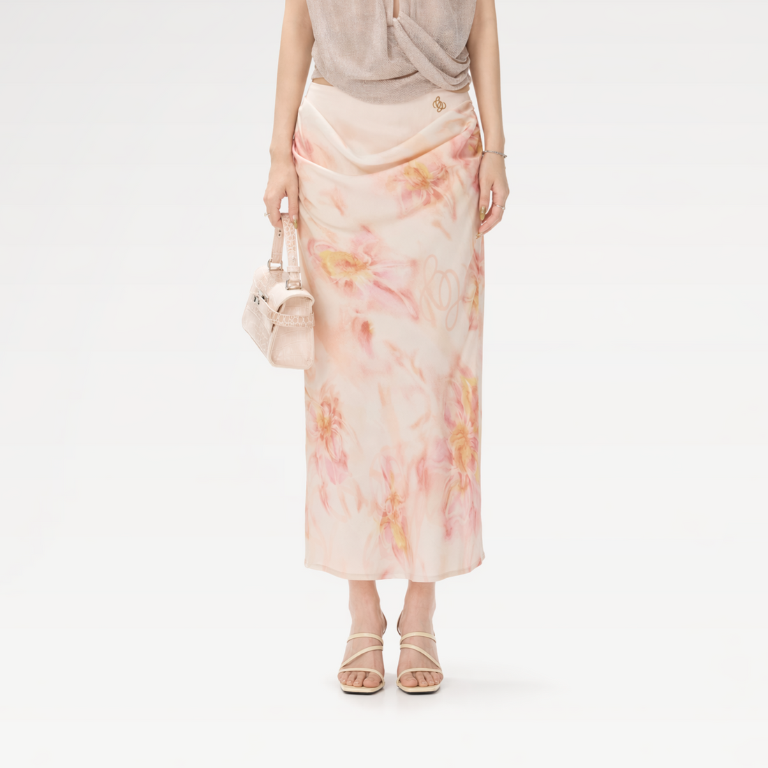 Floral Satin Mermaid Skirt