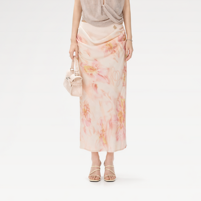 Floral Satin Mermaid Skirt