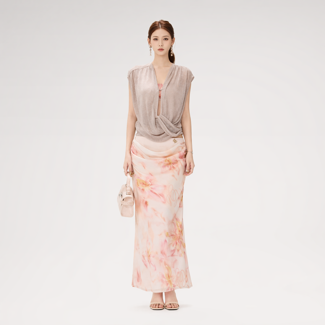 Floral Satin Mermaid Skirt