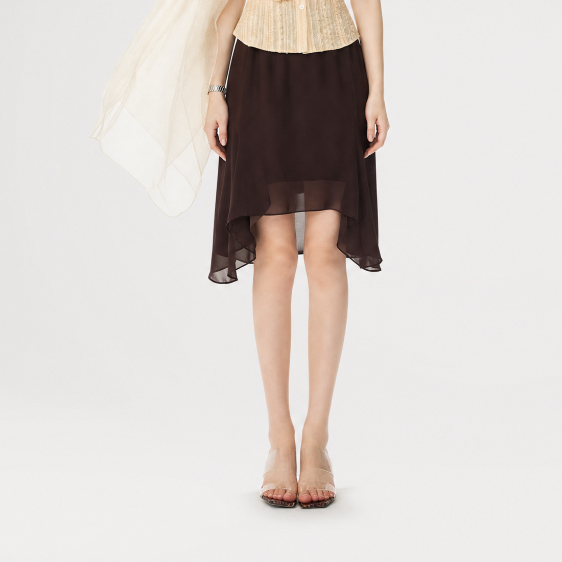 Drapey Asymmetrical Midi Skirt