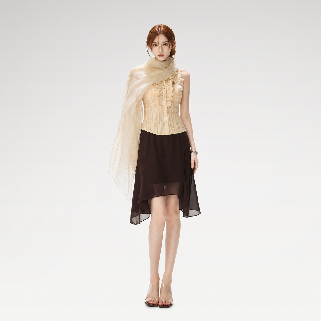 Drapey Asymmetrical Midi Skirt