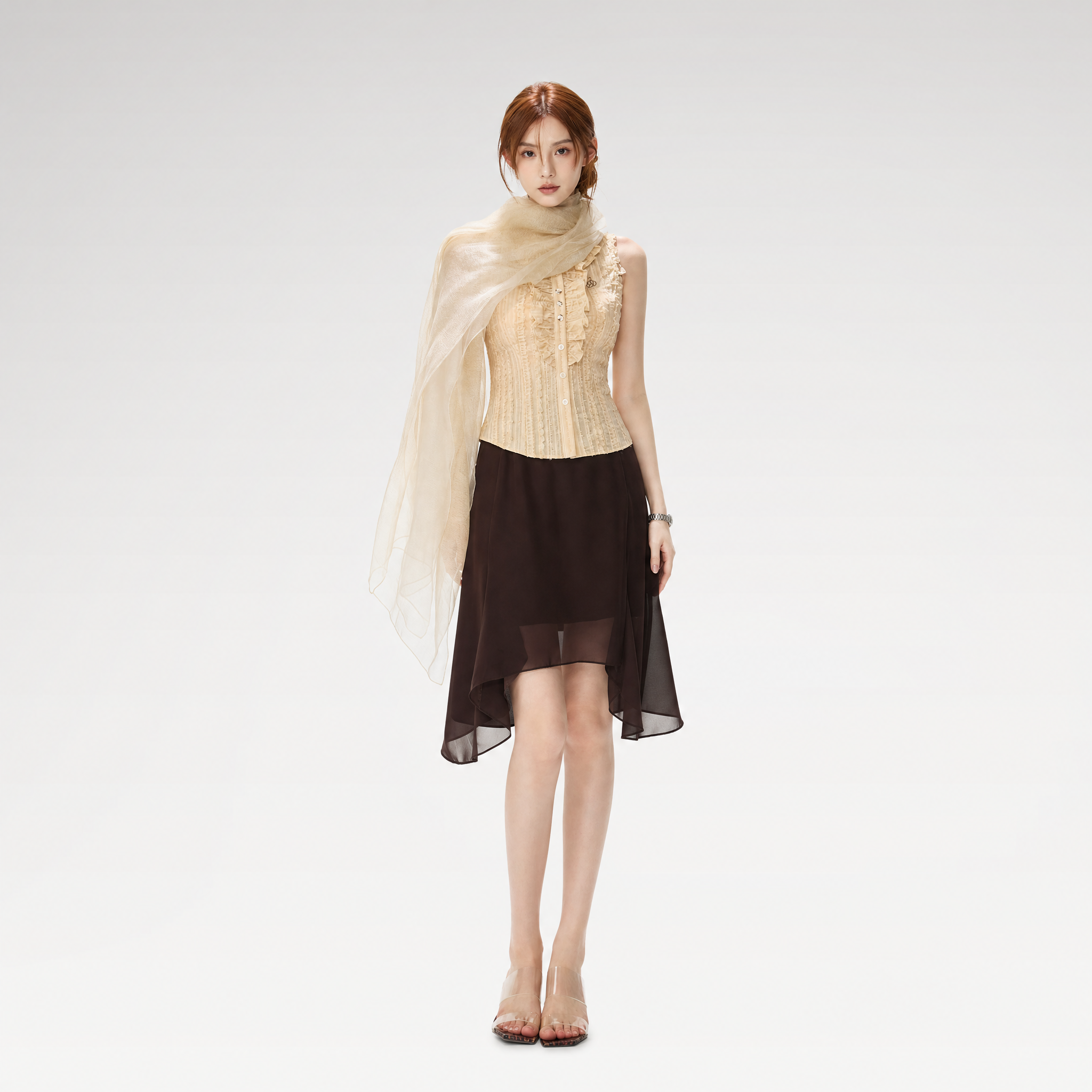 Drapey Asymmetrical Midi Skirt