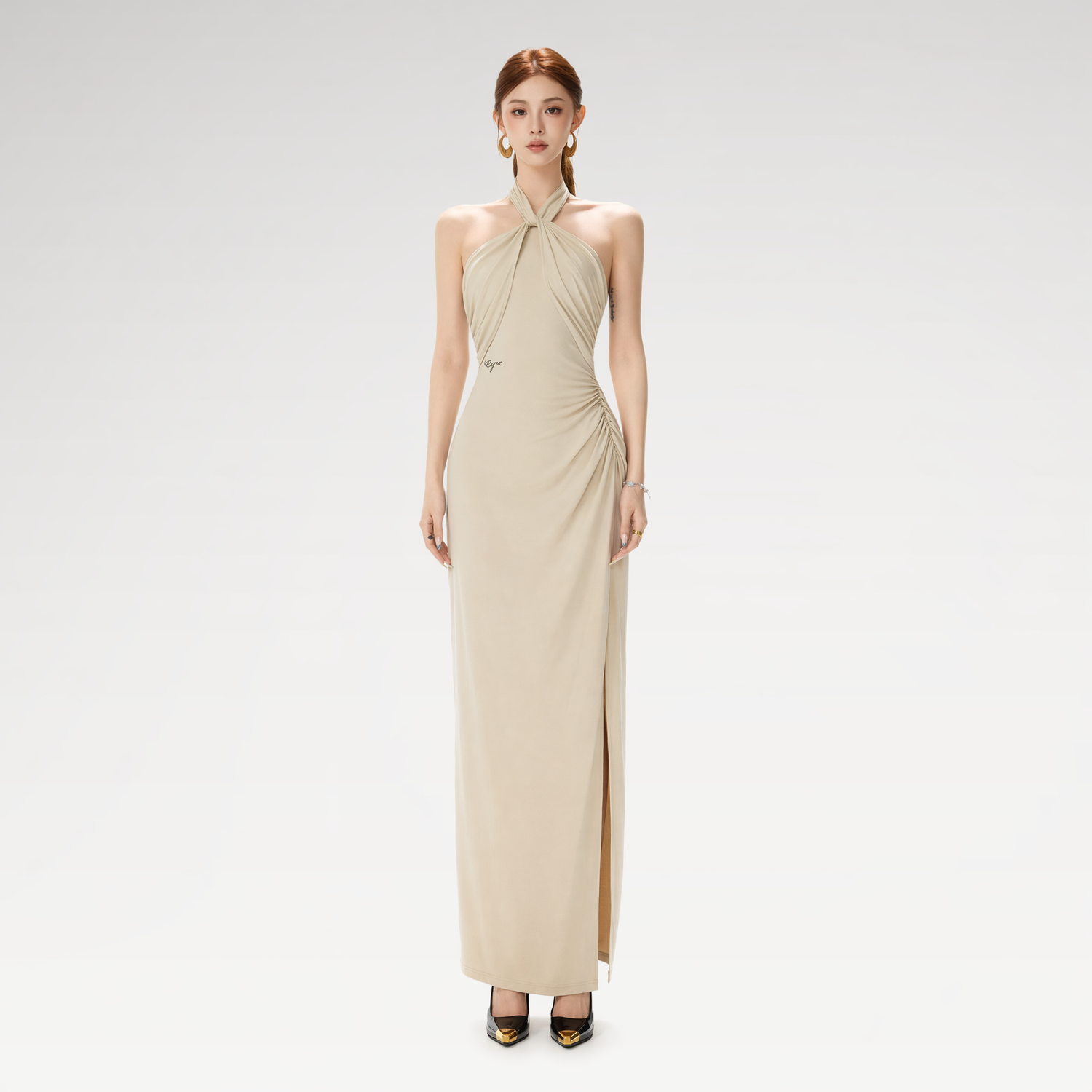 Cross-Twist Halter Dress