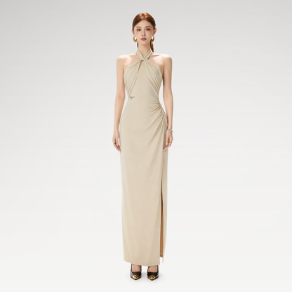 Cross-Twist Halter Dress