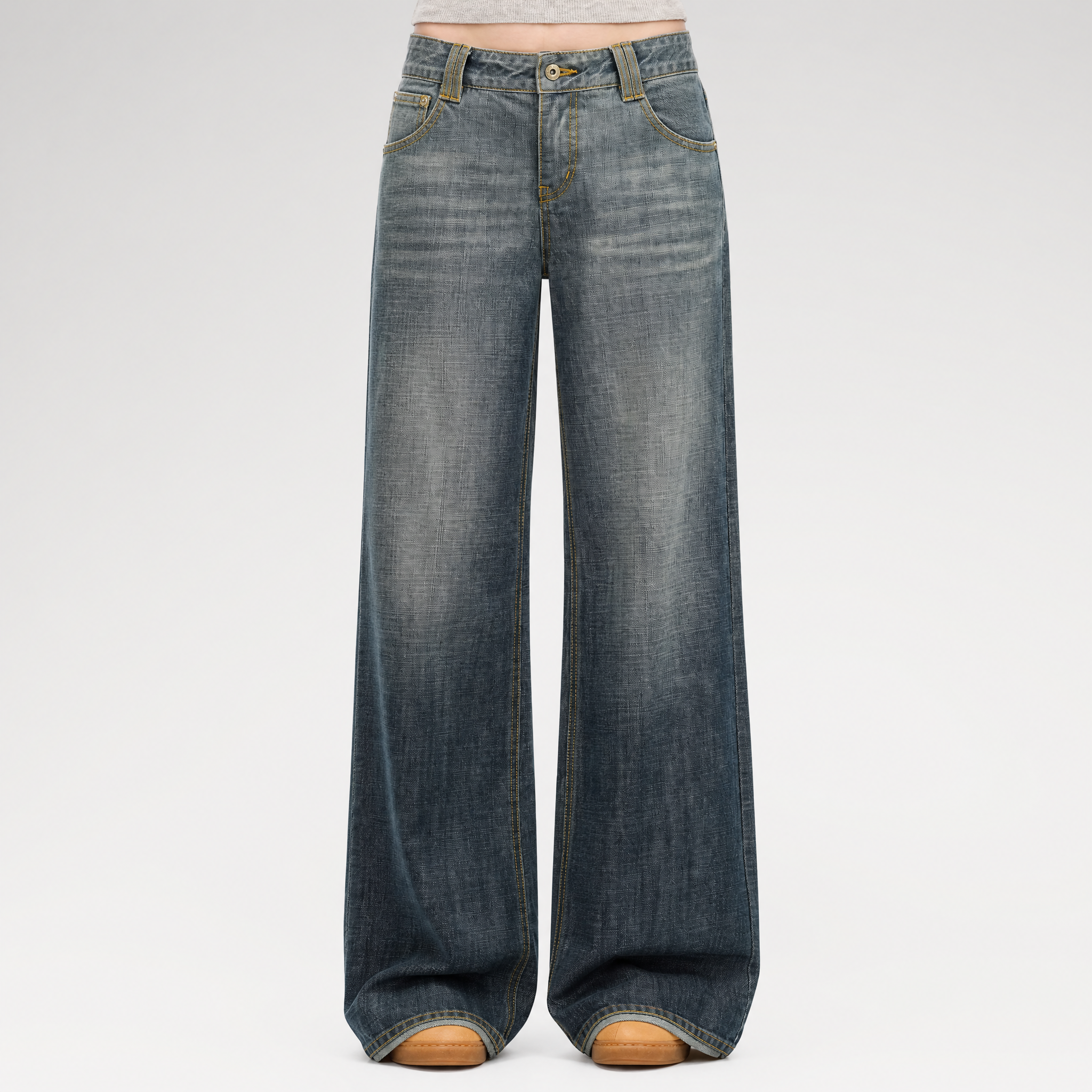 Washed Cotton Straight-Leg Jeans