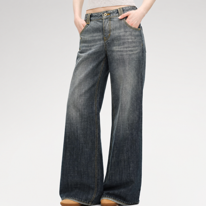 Washed Cotton Straight-Leg Jeans