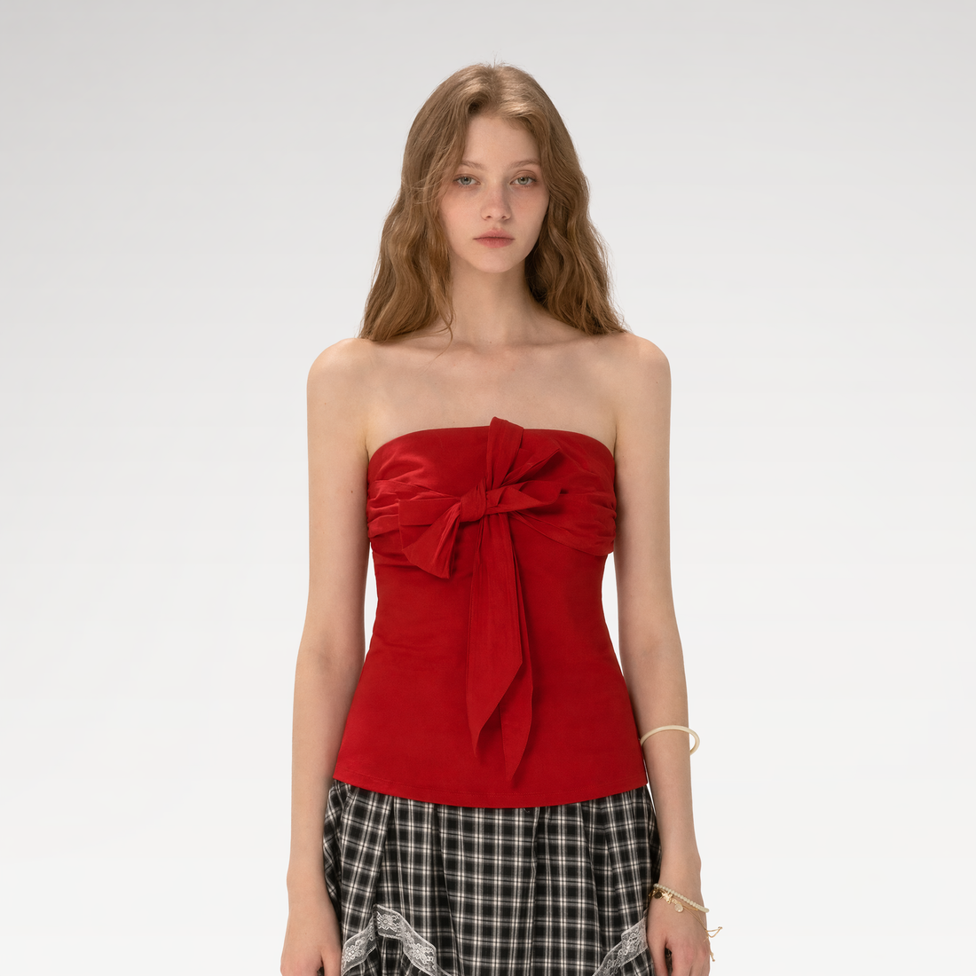 Cherry Bow Bandeau Top