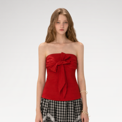 Cherry Bow Bandeau Top