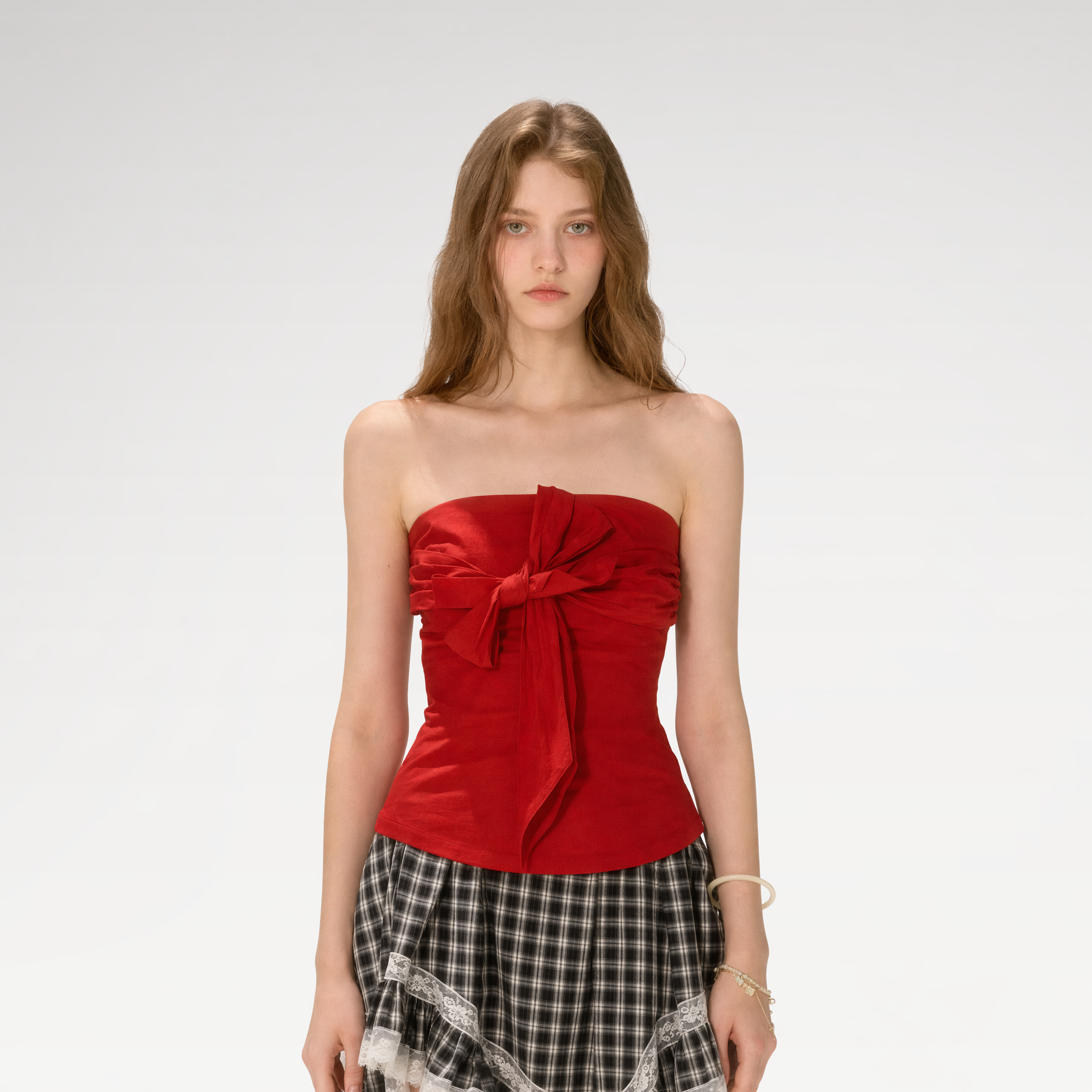 Cherry Bow Bandeau Top
