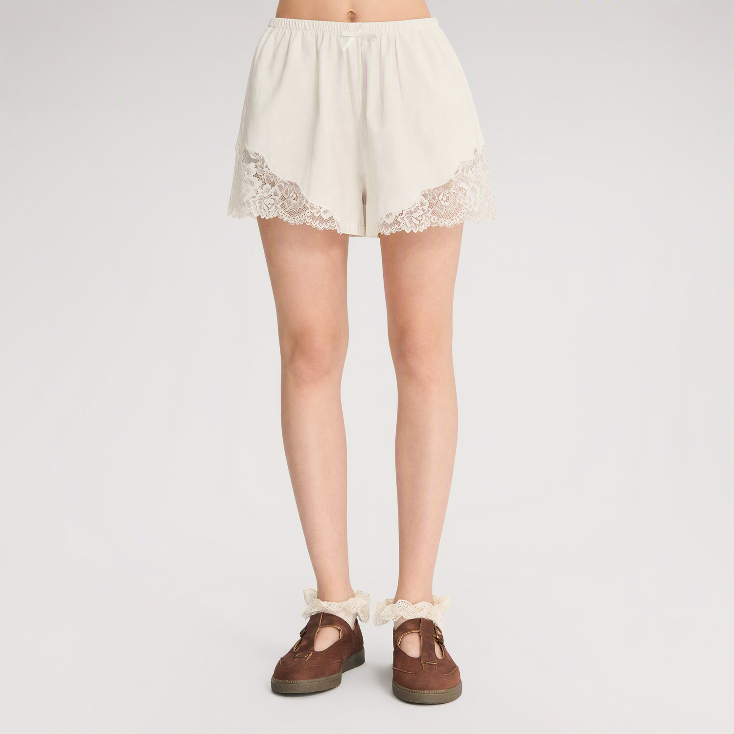 Lace Trim Cotton Shorts