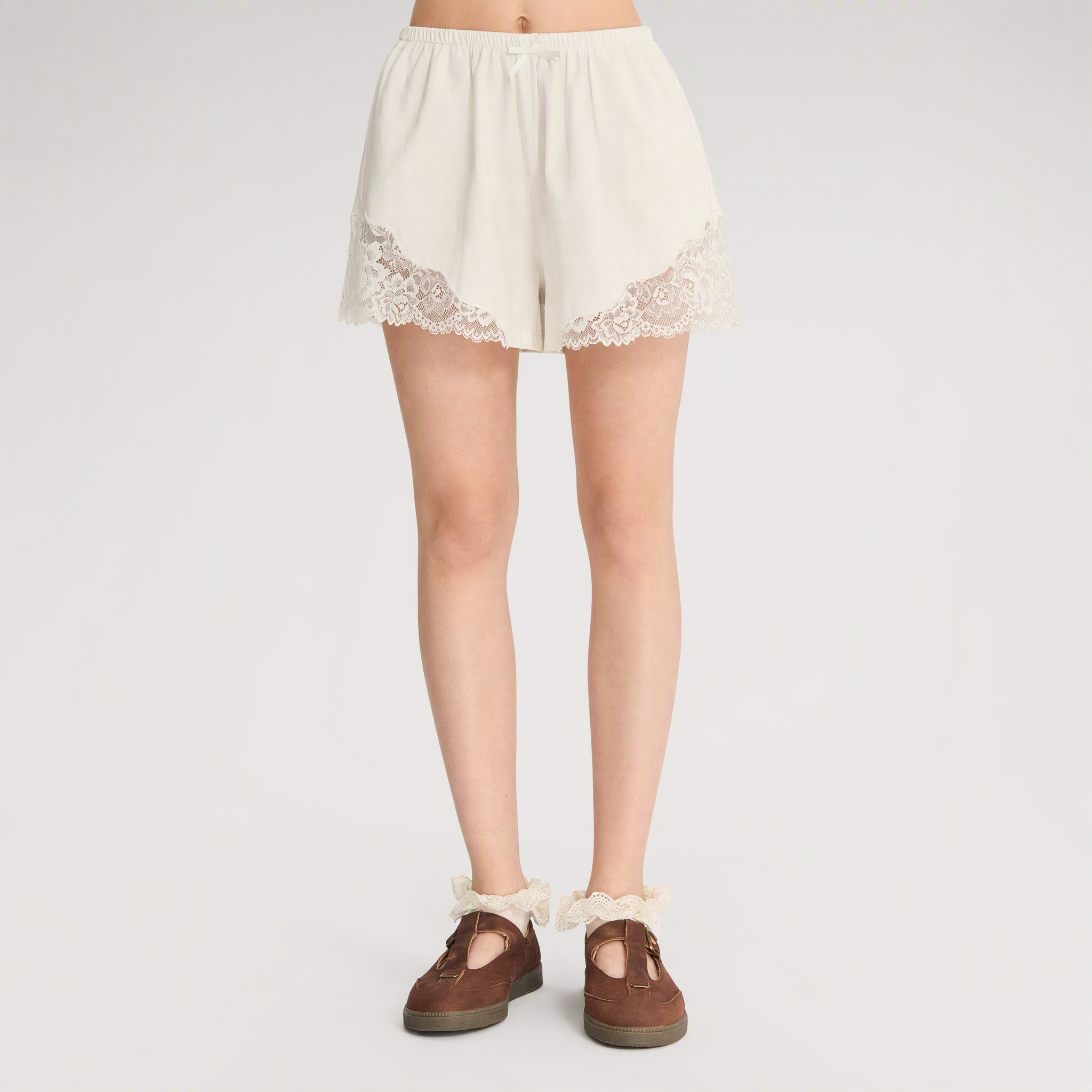 Lace Trim Cotton Shorts