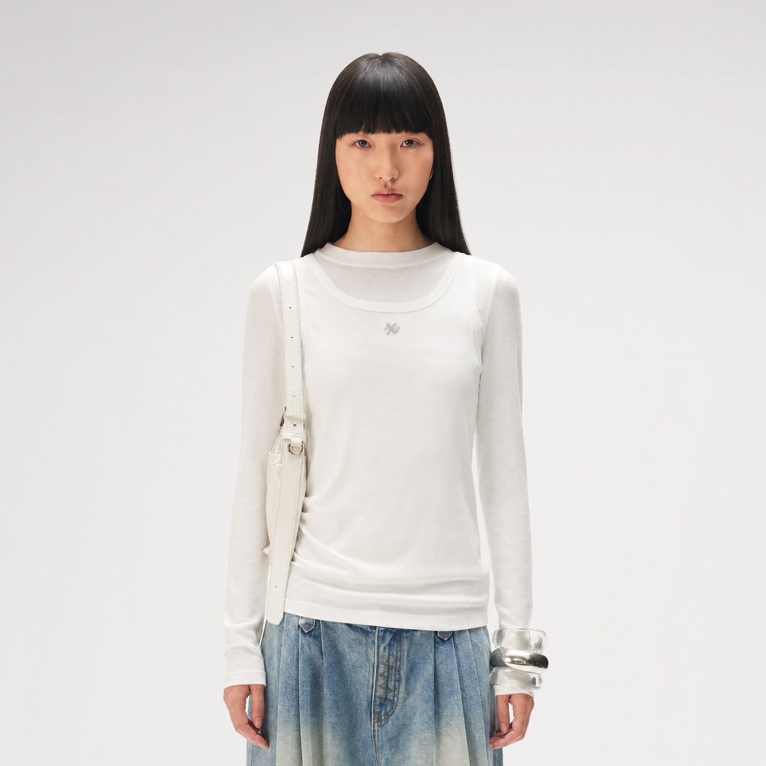Lyocell Layered Long Sleeve Tee
