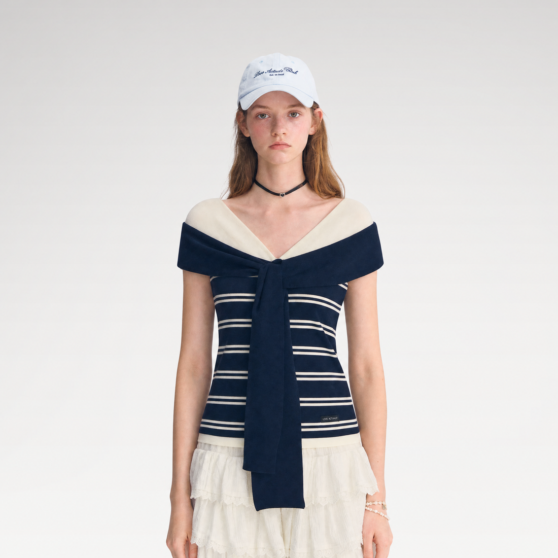 Colorblock Off-Shoulder Tee