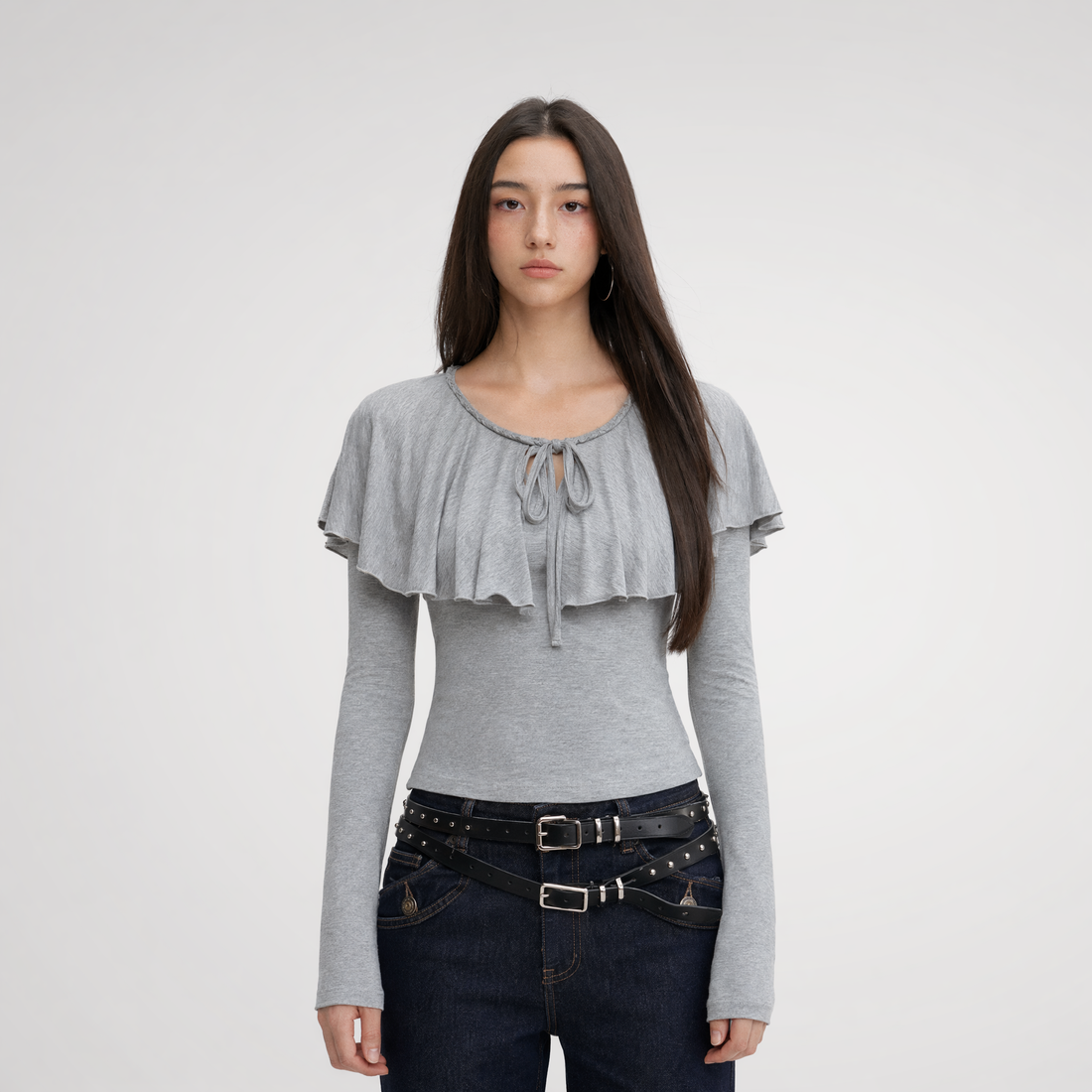 Tie-Neck Ruffle Top