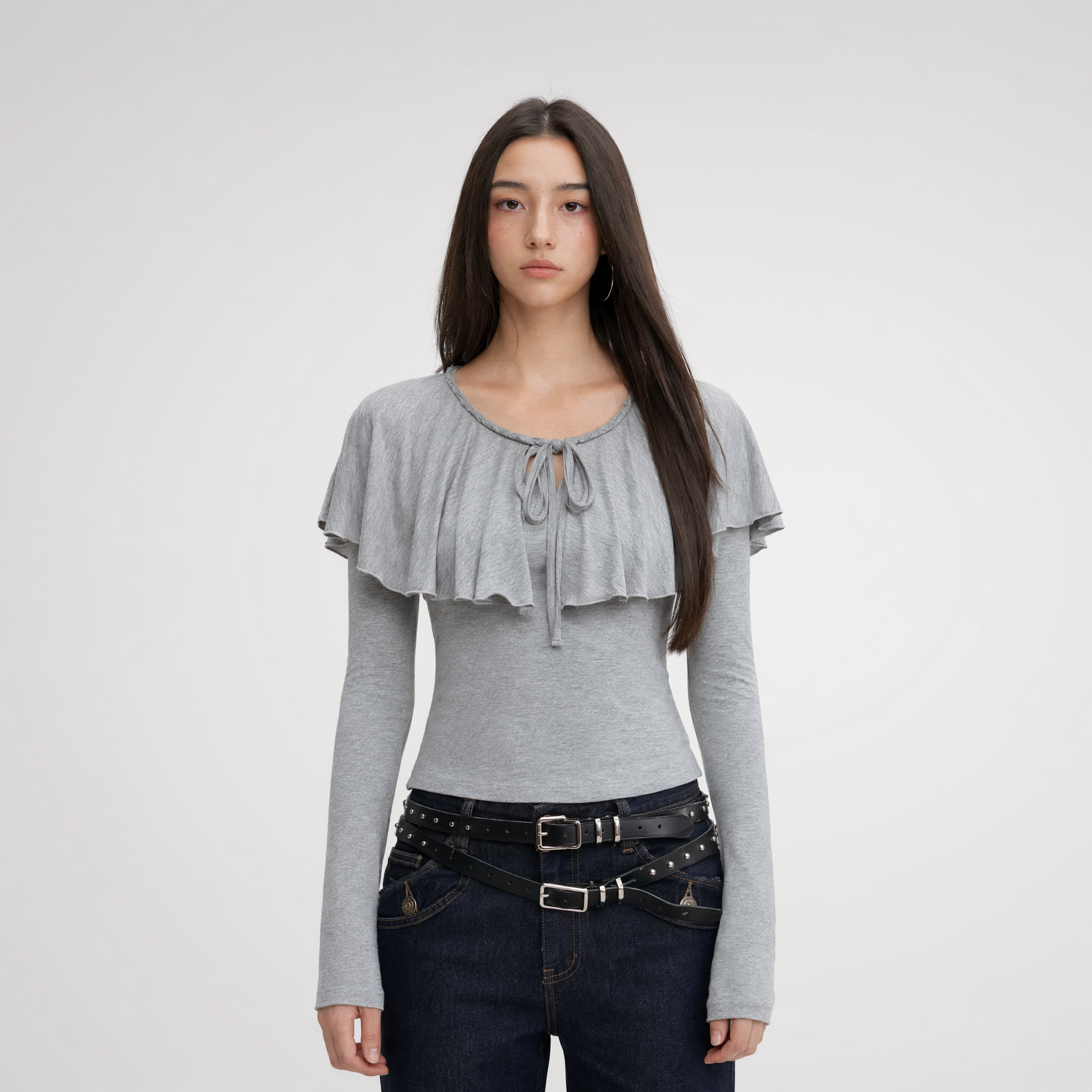 Tie-Neck Ruffle Top